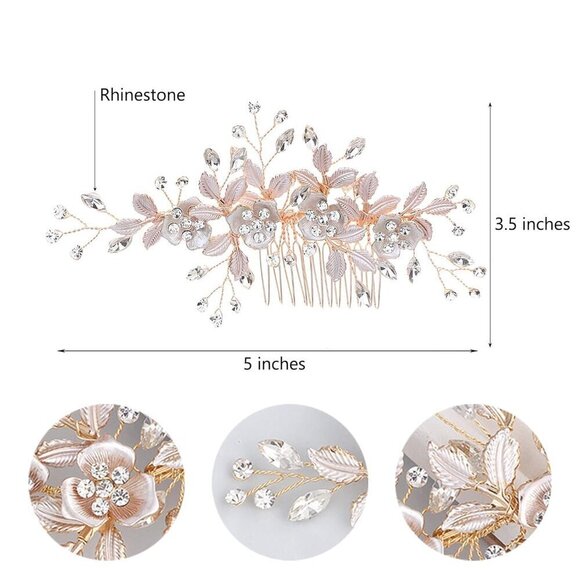 ?Women Pink Bridal Hair Accessories Head Pieces for Flower Girls Hair Wedding main image 4